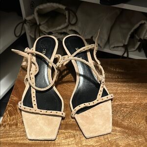 ZARA Beige Strappy Kitten Heel Sandals